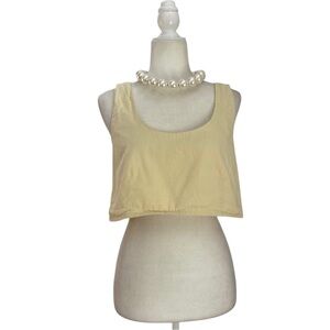 With Jean Butter Yellow Scoop Neck Crop Top Sleeveless Summer Essential